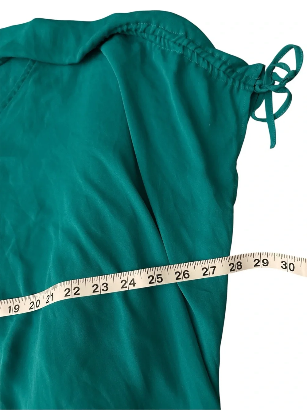 Torrid Teal Georgette Dolomain Shirring Tie Detail Blouse Plus Size 3X NWOT - Picture 3 of 4